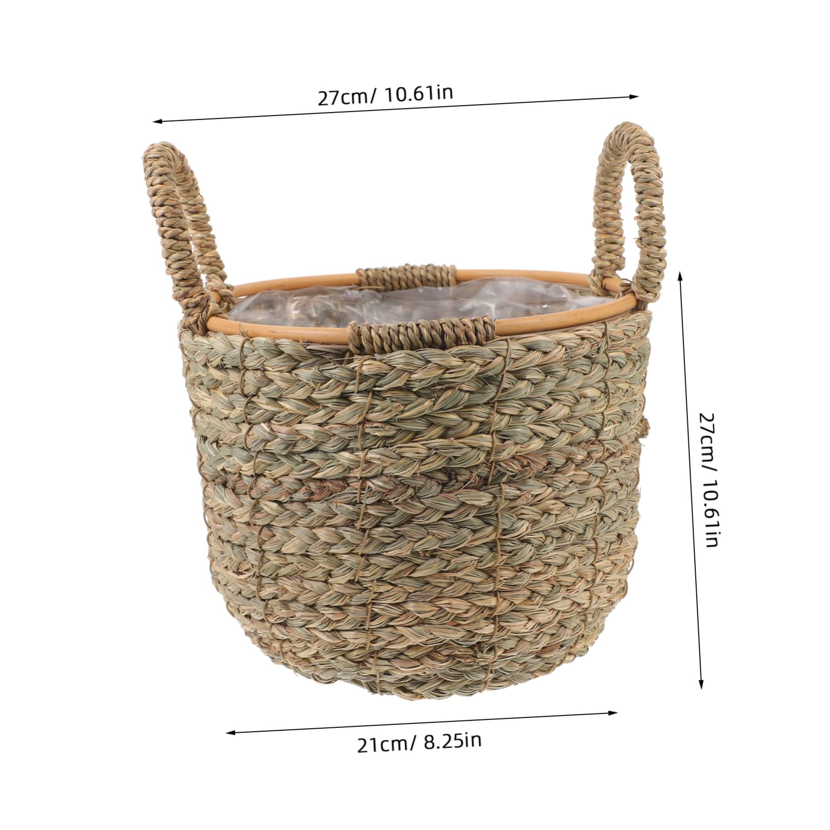 Stylish Woven Planter Basket with Handle Multi Purpose Straw Flower Basket for Home Decor Storage Versatile Plant Holder for Sundries