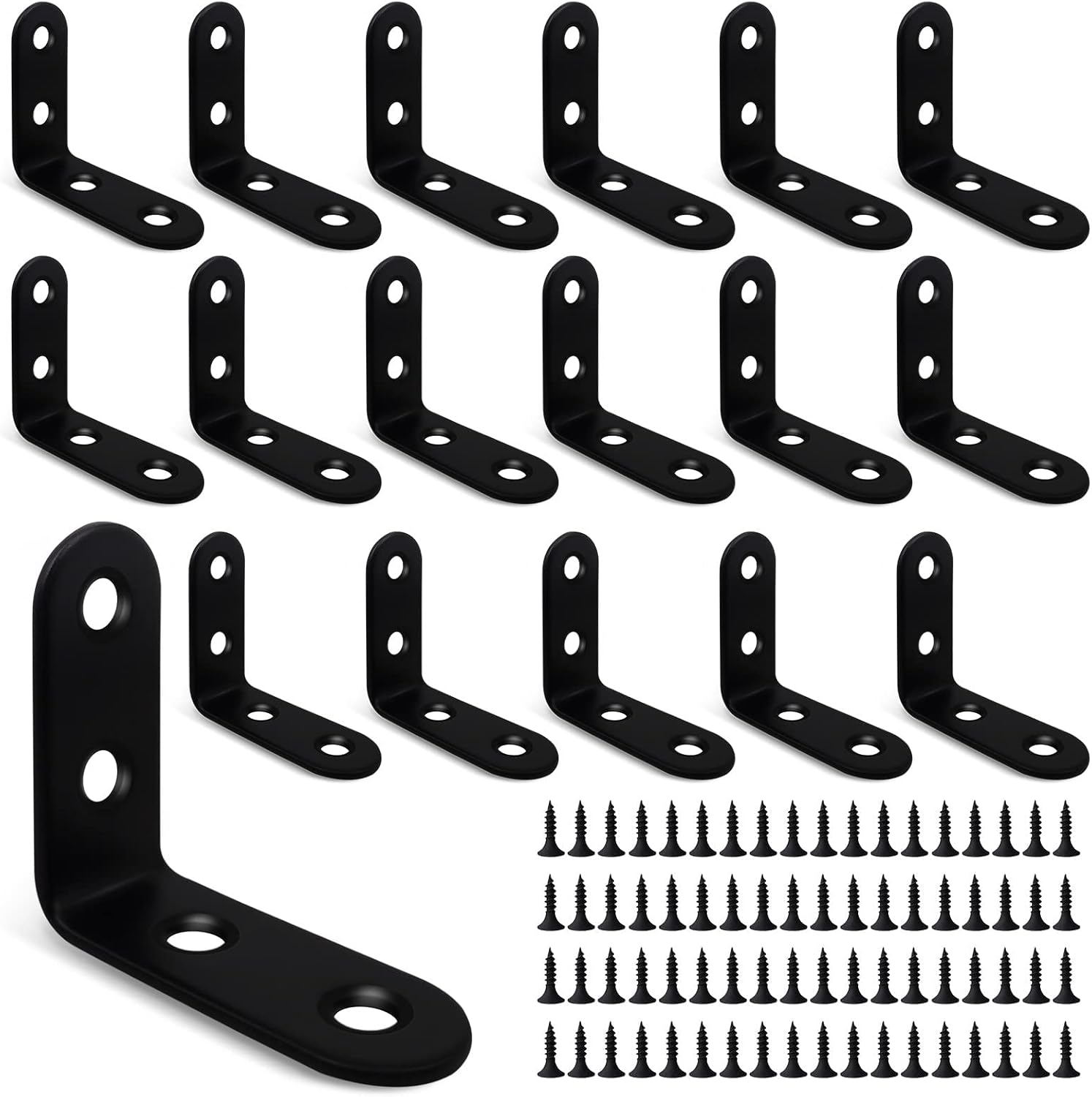 18 Pcs L Bracket Corner Brace, Stainless Steel Sturdy Corner Braces, 90 Degree Right Angle