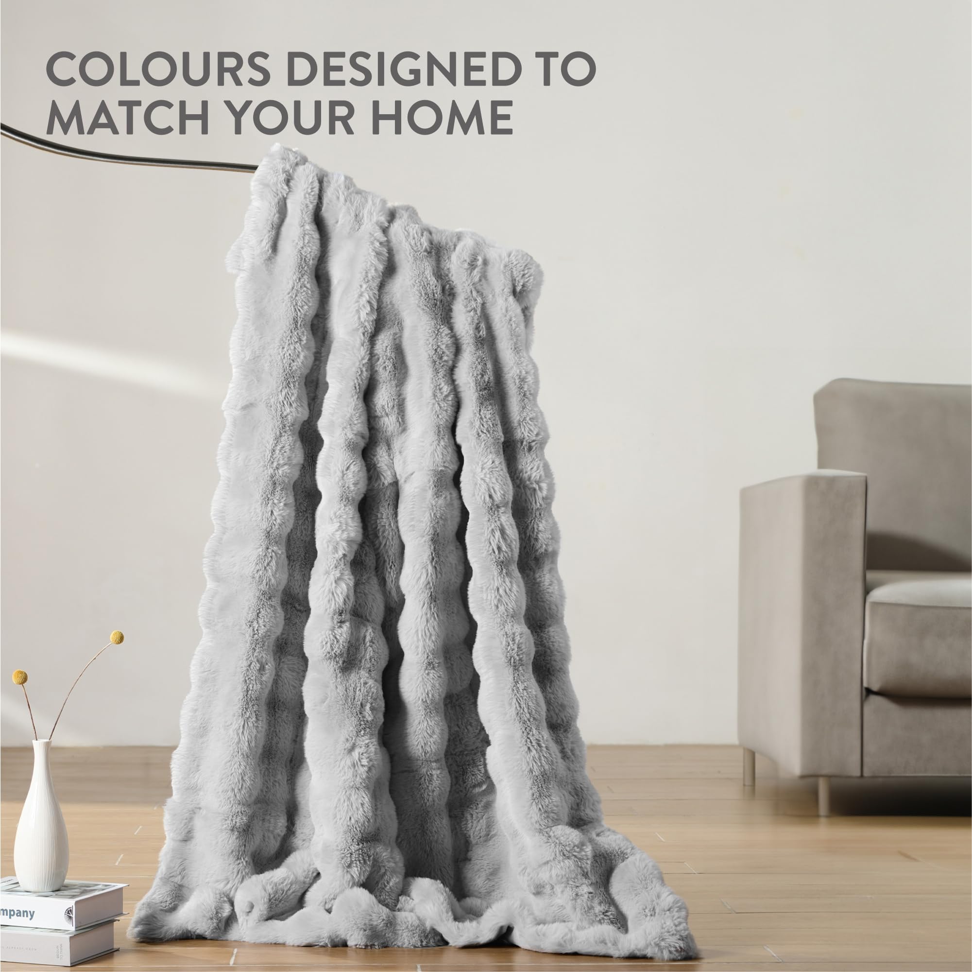 Coperta Finta Pelliccia Coperta In Finta Pelliccia A Bolle - 152x203 Cm, Doppio Lato Morbido, Beige, Per Letto E Divano Coperta In Pile Microvisone Calda