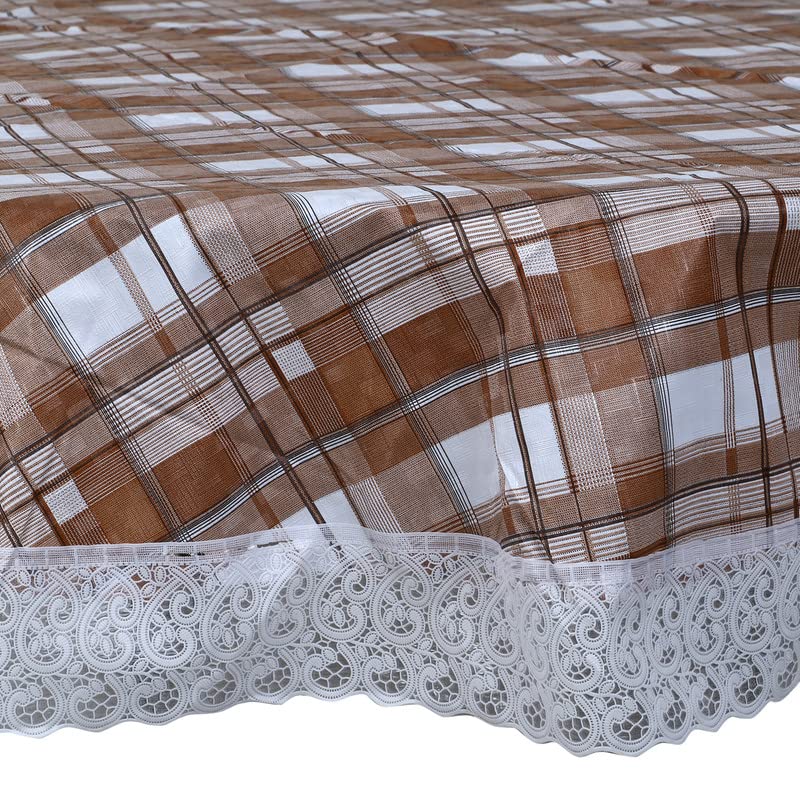 Image of Dakshya Industries Printed PVC Plastic Flowered 4 Seater Round Shape Table Cover (Size- 60 Inches Round)