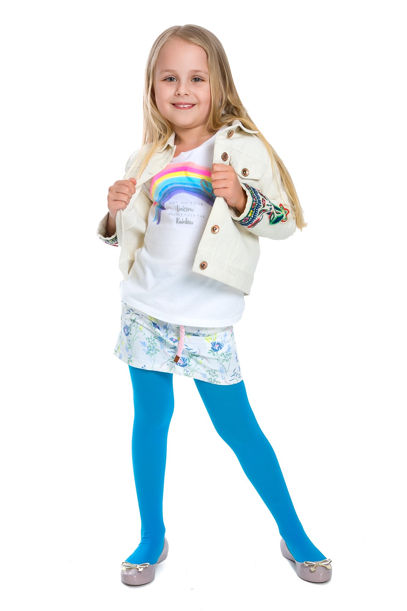 hi!mom Girls Plain Microfiber Opaque Tights 50 Den Kids Soft School Uniform Pantyhose Blue 11/12 Years ZUZA
