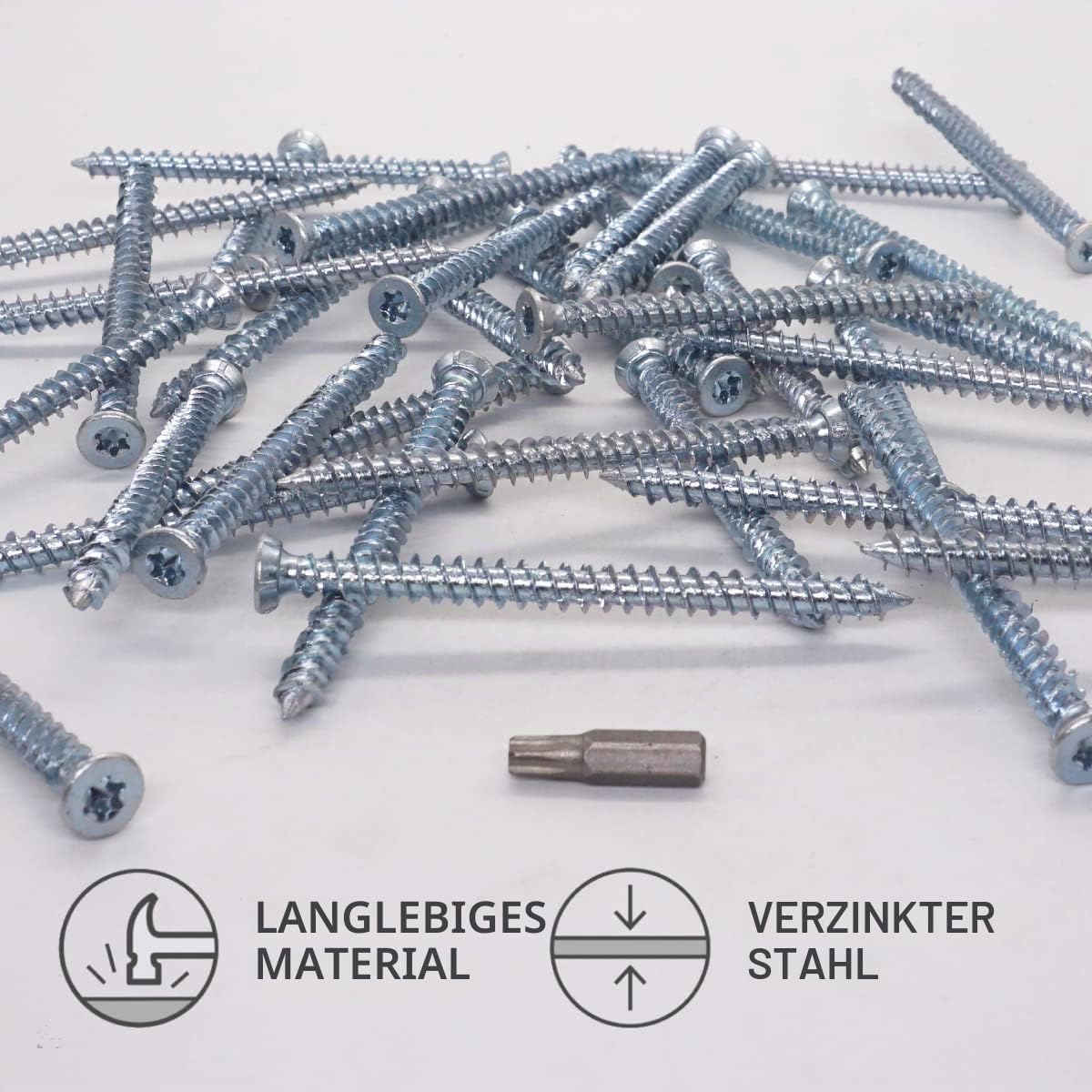 SKIR'CO (50 Stück) Betonschrauben, verzinkt 7,5 x 92 mm Senkkopf, Mauerwerk Schrauben, Rahmen Befestigungsschraube