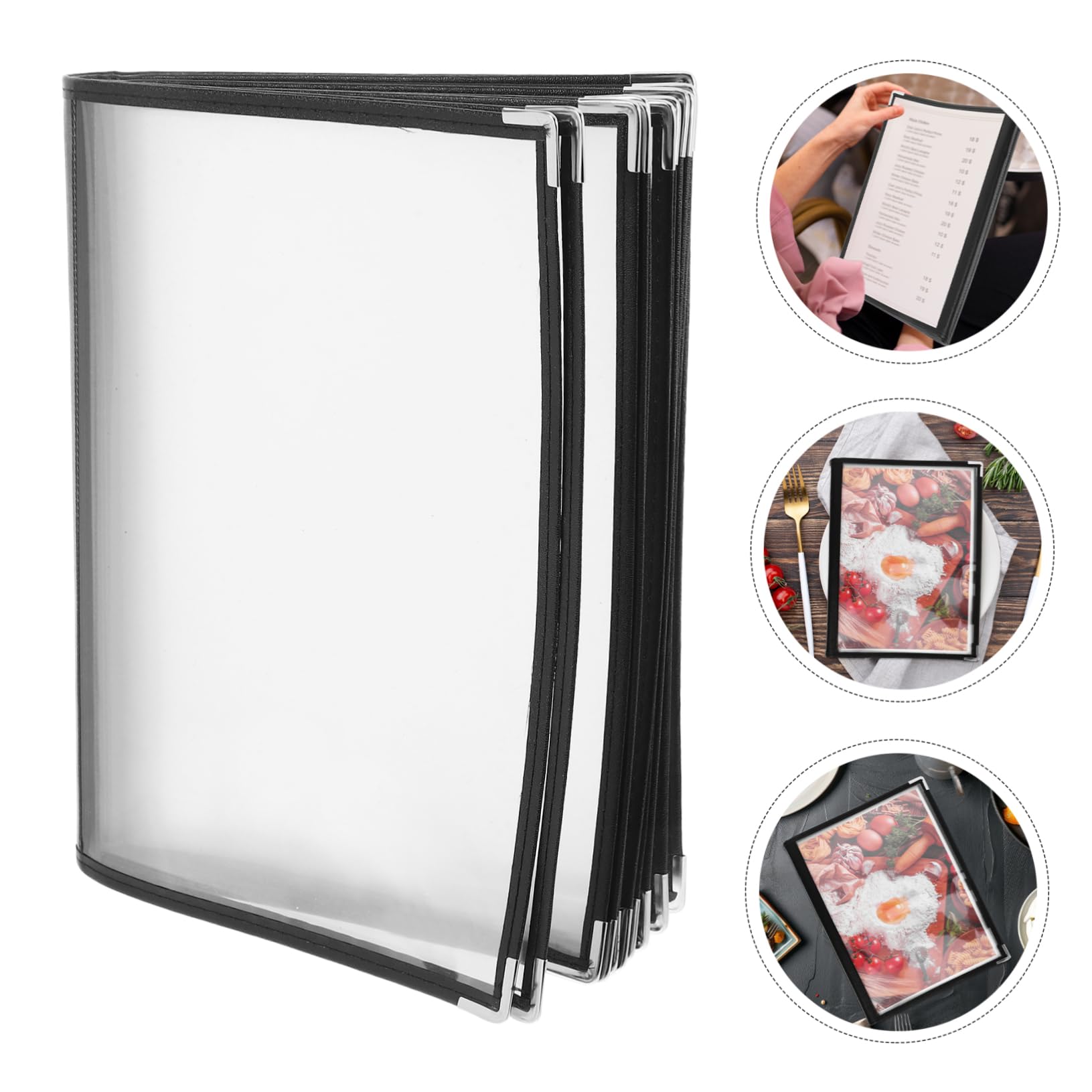 Yardenfun Carpeta para Menús Transparente de PVC Duradero con Páginas para Restaurantes Bares y Cafeterías Portamenús Práctico y Resistente