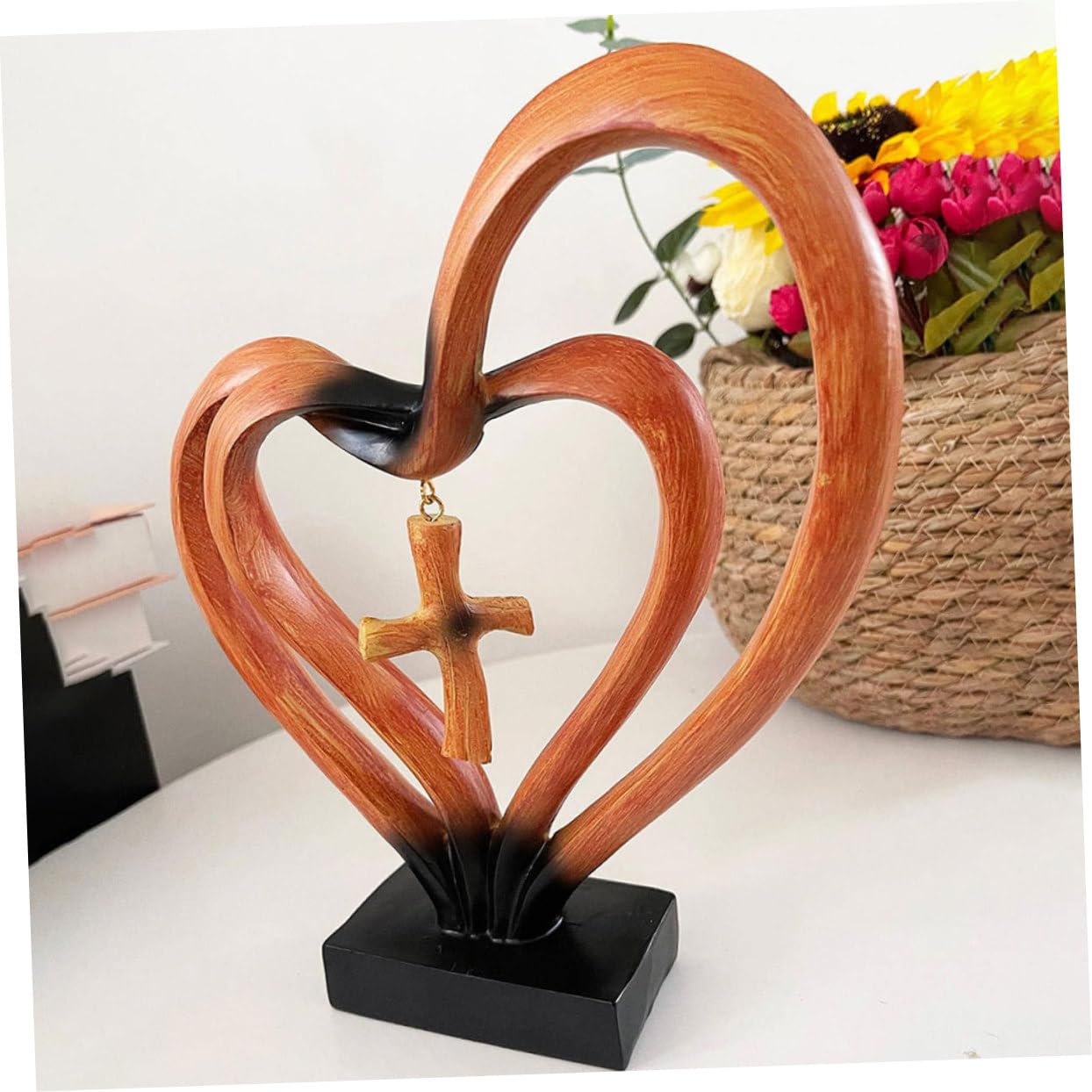 Ciieeo 4 Piezas Adornos de Escritorio de Aniversario de San Valentin Estatua del corazón Centro de Mesa de Boda figuritas de San Valentin Figuras de Resina