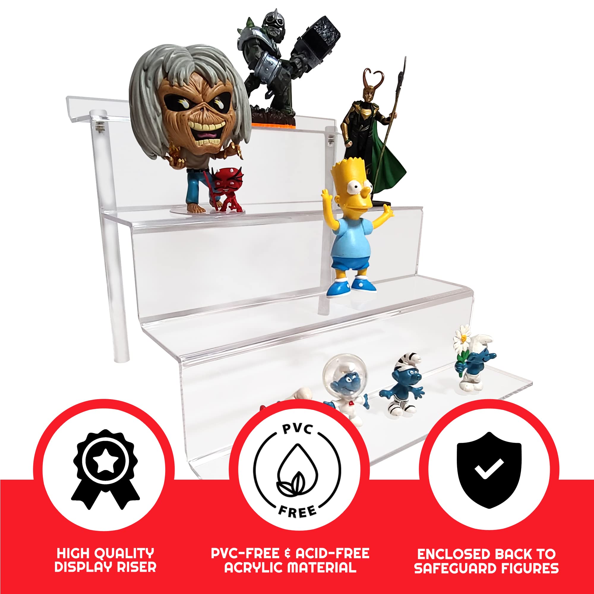 EVORETRO Acryl-Ständer – 4-stufige Mehrzweck-Abstandshalter aus transparentem Acryl für Actionfiguren, Funko Pop Display, Köln-Organizer, Parfüm-Display, platzsparende Displayerhöhung – 2 Stück, RS6