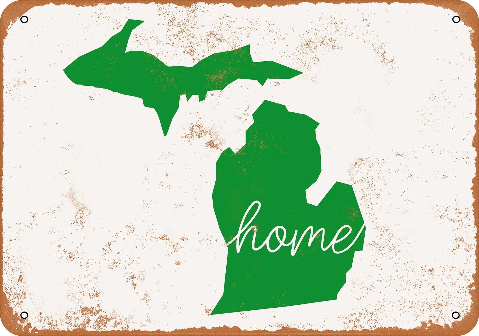 Miaomansenstore Metal Sign - Home Michigan - Vintage Look Home Decor
