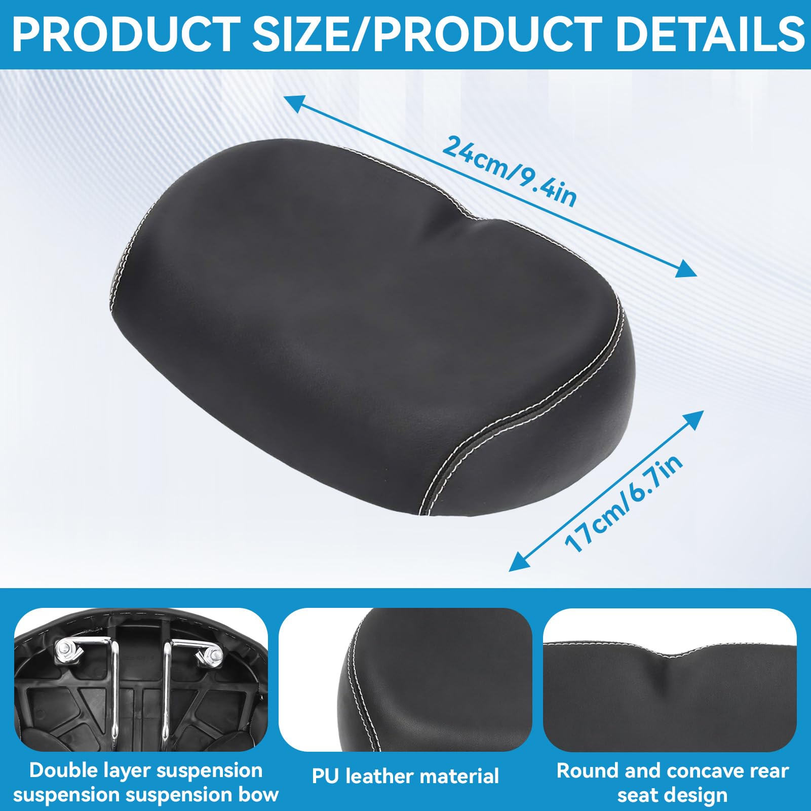 Selle de Velo Ultra Confortable, Selle de vélo Large et sans Nez, Coussin de siège Universel Confortable pour Hommes et Femmes, pour vélos de Montagne et de Route