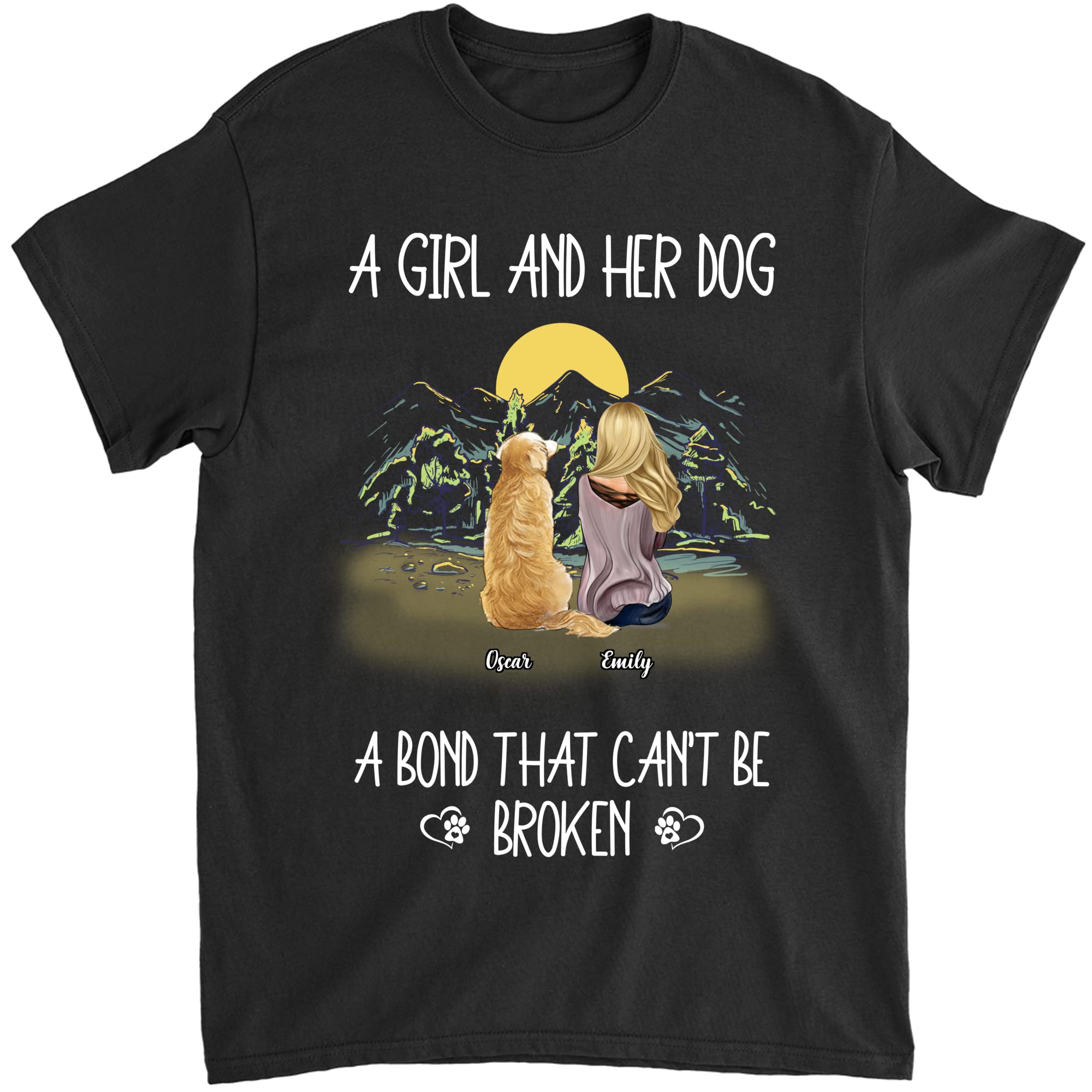 Gossby Personalized A Girl & Her Dog Shirt - Custom Dog Mom Shirts for Women, Dog Lovers with Names - 7 Sizes - 5 Colors