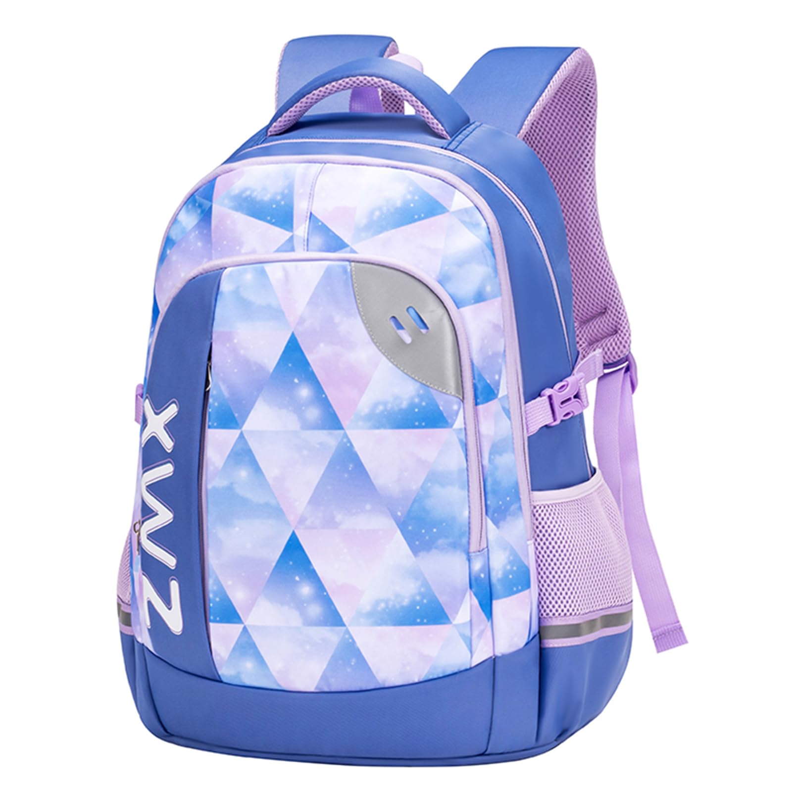 Amythe Cartable École Ados Filles 8 à 15 ans Collège Grand 46L, Bleu Clair | Imperméable Réfléchissant Léger Ergonomique Bleu Clair Daypack Multi-Poches Spacieux Robuste pour École Voyage Randonnée