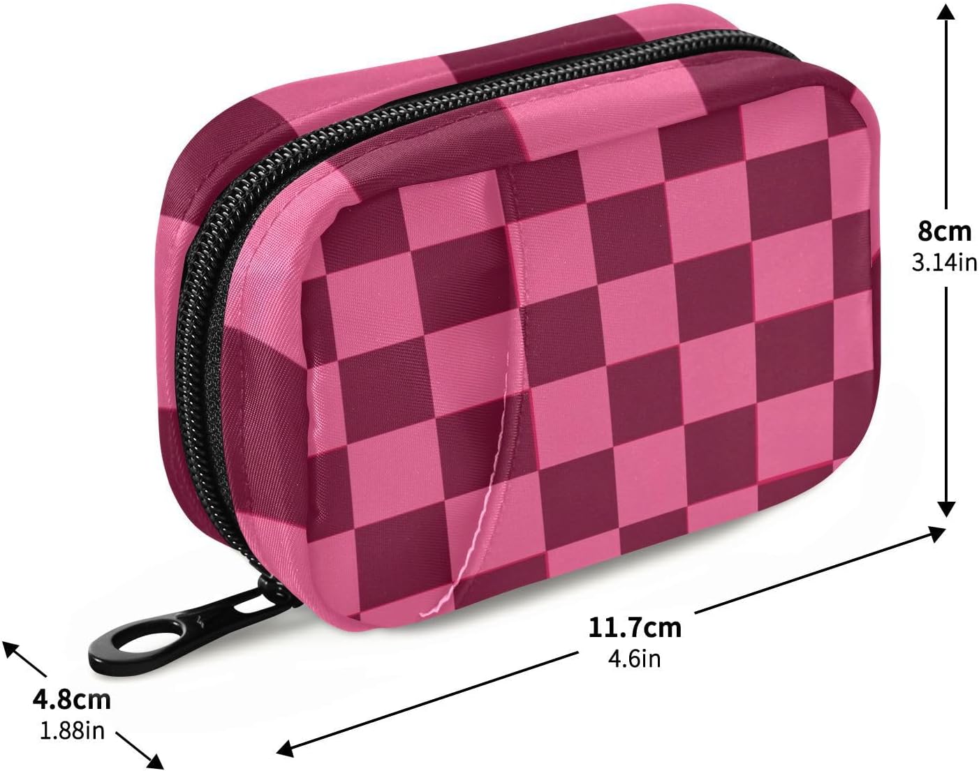 Checkered Hot Pink Cute Pill Organizer Weekly Travel Pill Box 7 Day Large Capacity Pill Dispenser Case with 8 Pill Container Daily Pill Box Organizer Vitamin Holder Pill Bot image 3