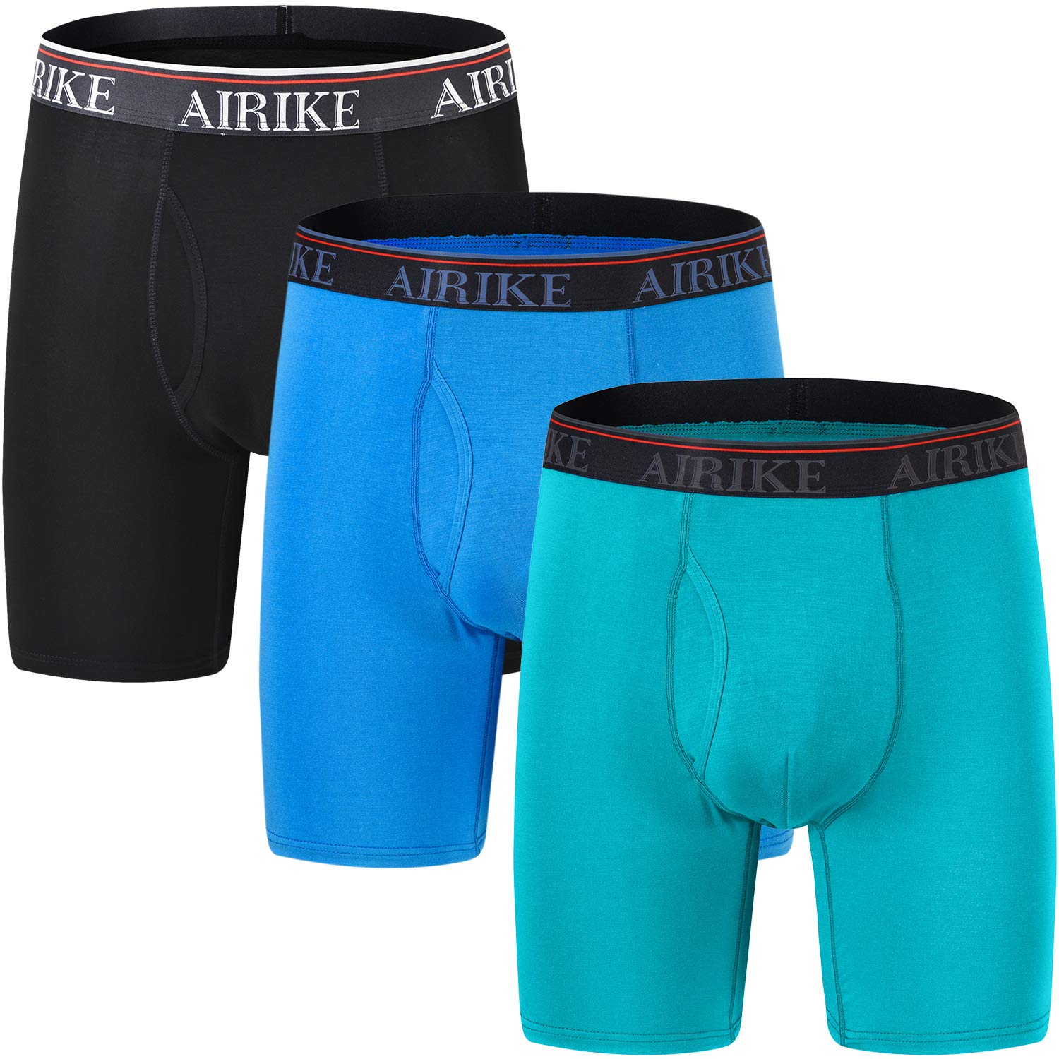 AIRIKEMen's Underwear Boxer Briefs Ultra Soft Bamboo fiber Long Leg Boxer Shorts