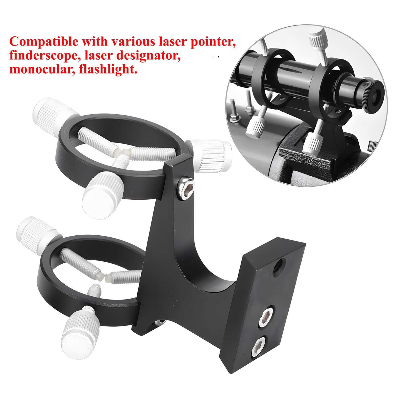 Staffa regolabile in lega di alluminio ad alto profilo per cercatore laser con vite da 1/4" adatta a puntatori da 5-38 mm, compatibile con telescopi Celestron, Sky-Watcher, Vixen