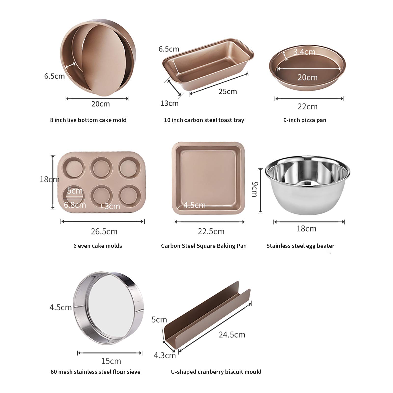Juego de bandejas para hornear Bandejas para hornear antiadherentes Los utensilios para hornear con revestimiento antiadherente de doble capa son adecuados para hornos, hornos de microondas y regalo