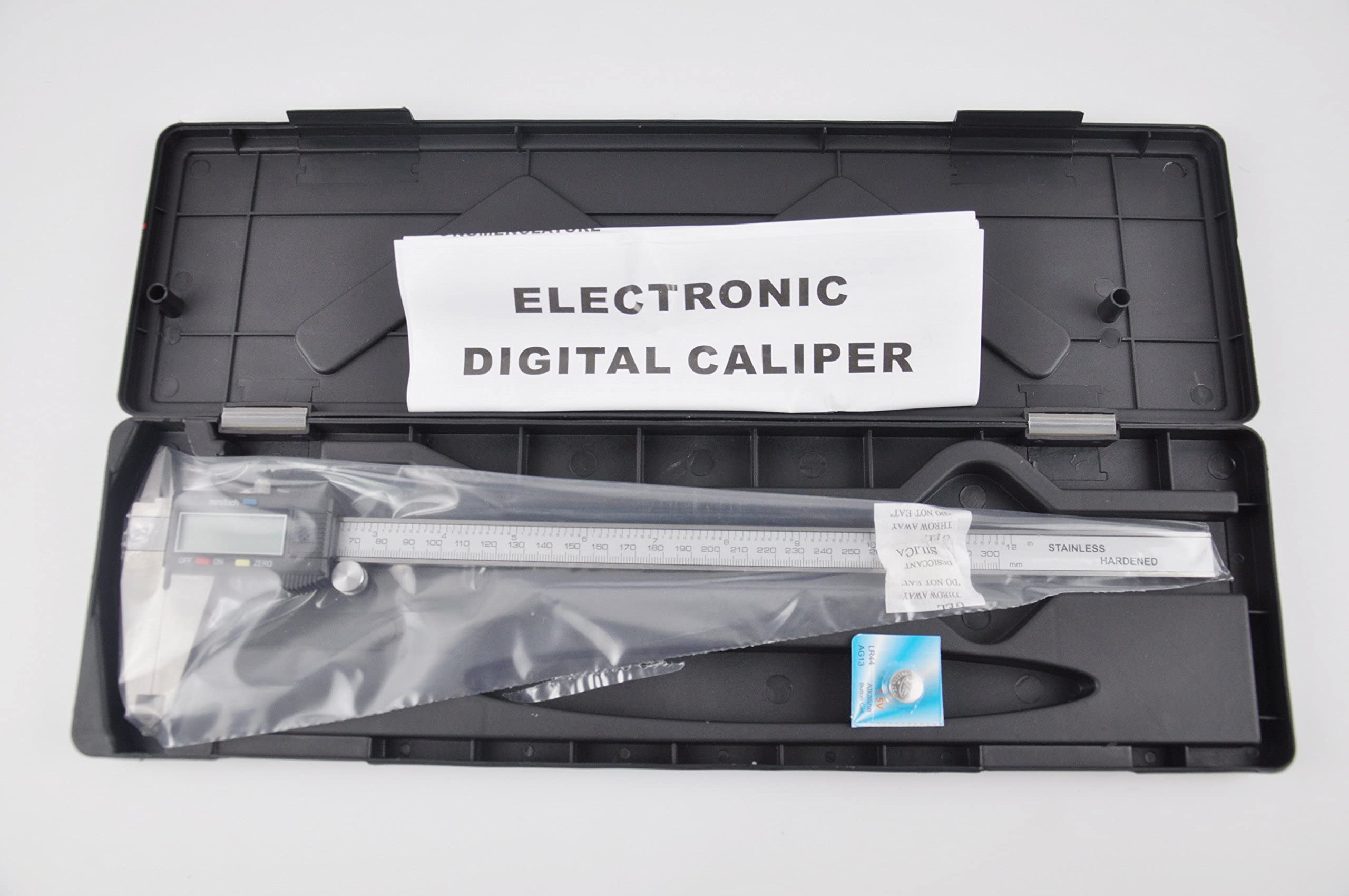 Suwmiarka 30 cm cyfrowa z wyświetlaczem LCD, wykonana ze stali nierdzewnej, konwersja metryczna, urządzenie precyzyjne, z baterią i etui