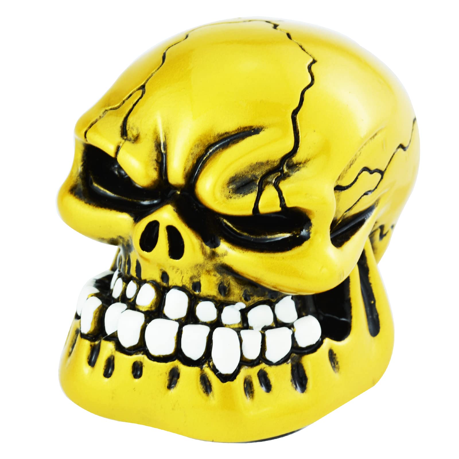 Temzzer Gold Skull Resin Car Gear Shift Lever Handle Heavy Shiny Transmission Gear Shifter Knob For Most Manual Automotive Vehicles (Gold)