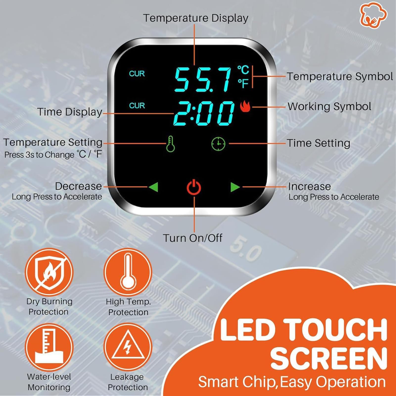 Cocedor Sous Vide, Máquina Sous Vide de 1100w con Depósito de Agua de 11l y Función de Reserva, Control de Pantalla de Temperatura y Tiempo, Circulador Térmico de Inmersión para Cocción al Baño María