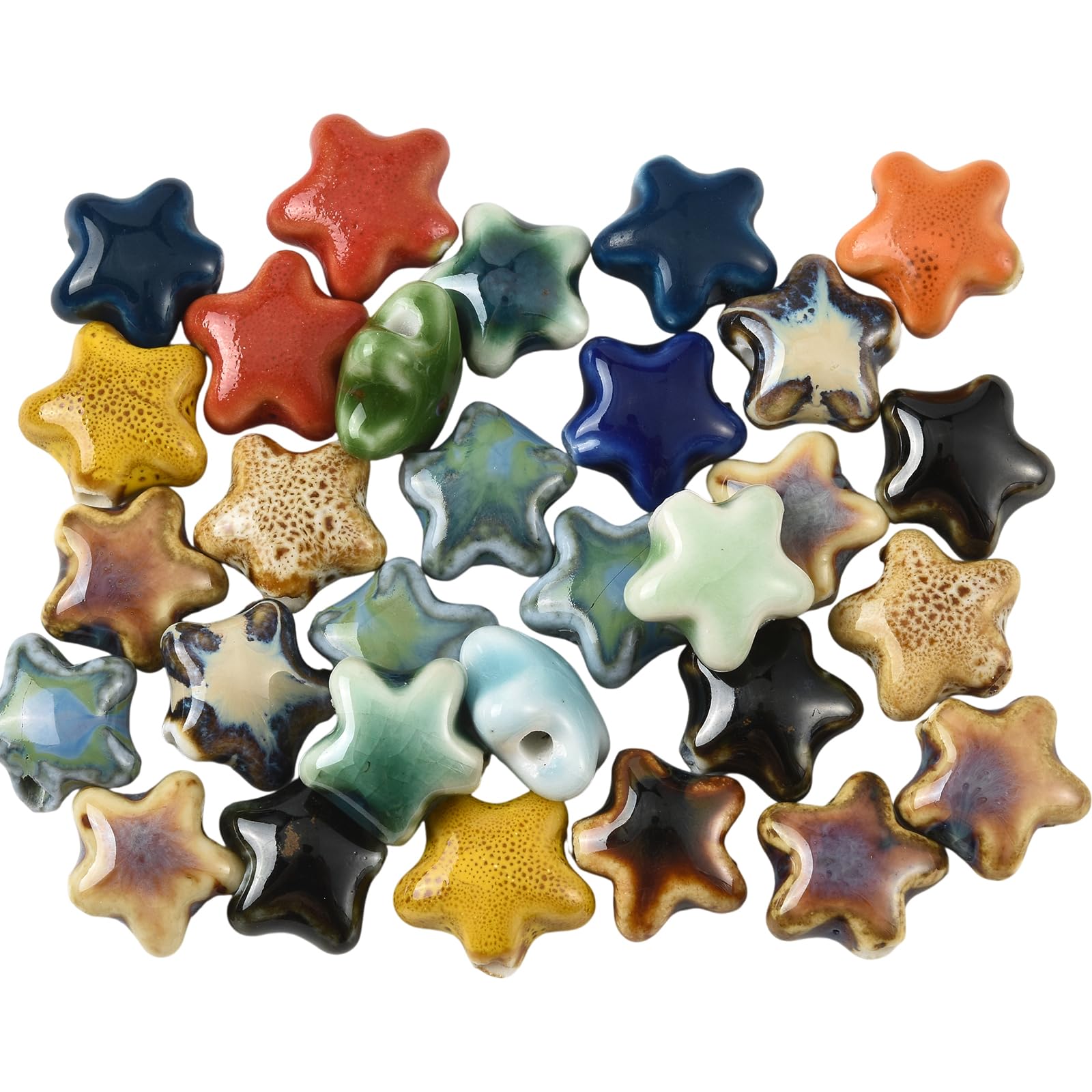WEWAYSMILE Star Ceramic Beads for Jewellery Making, 30 Pcs