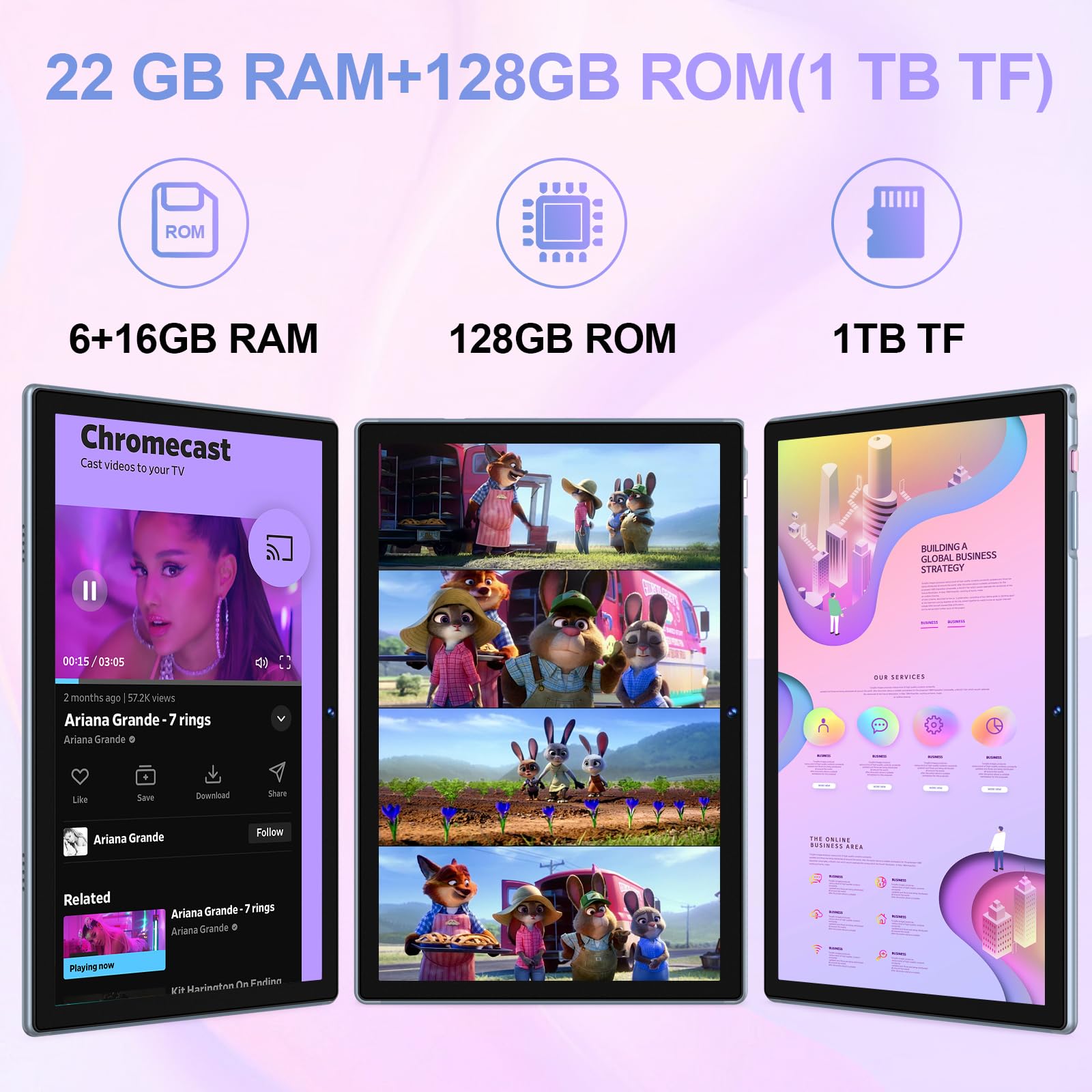 2025 Newest Tablet Android 14 Tablet PC 10.1 Pollici, 22GB RAM+128GB ROM(TF 2TB), Octa Core 2.0Ghz/5G+2.4G WiFi/8000mAh/Widevine L1/BT5.0/8MP+5MP/GPS/Widgets/GMS Tablet con Tastiera e Mouse - Grigio