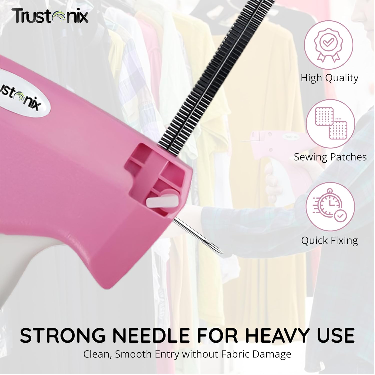 Tagging Gun for Clothing | Fine Stitch Mini Stitch Gun | Quick Clothing Fixer | Sewing Quilting Hemming Tool | Portable Stitch Tool | 5 Needles | 1000 Black & 1000 White Micro Fasteners - Image 6