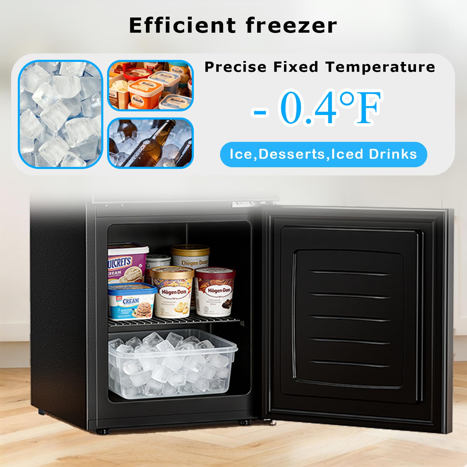 Antarctic Star 2.6 Cu. Ft. Mini Fridge With Freezer, Compact Refrigerator With Temperature Control, Reversible Door, LED Light, Energy Efficient For Home/Office/Bar/Bedroom on Fridge.com - View 4