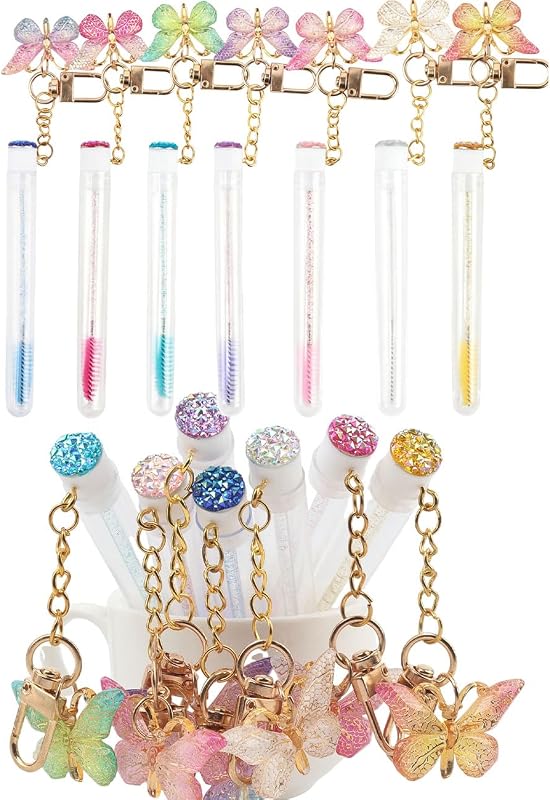 Conjunto myaokue-up com 24 escovinhas para cílios e 24 tubos com chaveiro