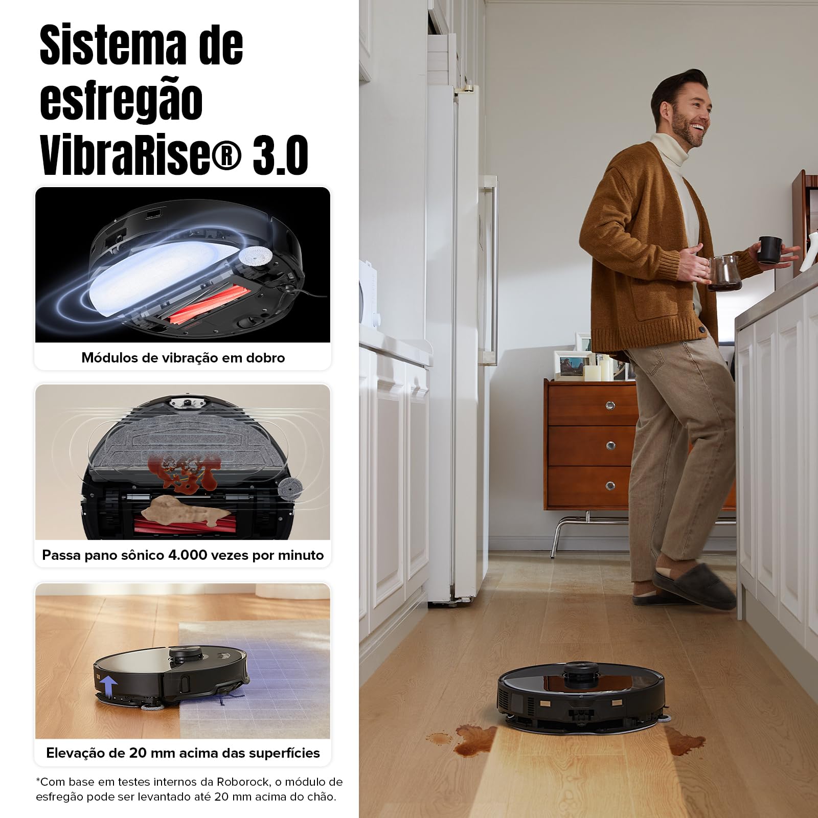 Robô aspirador/passa pano sônico Roborock S8 MaxV Ultra, sucção