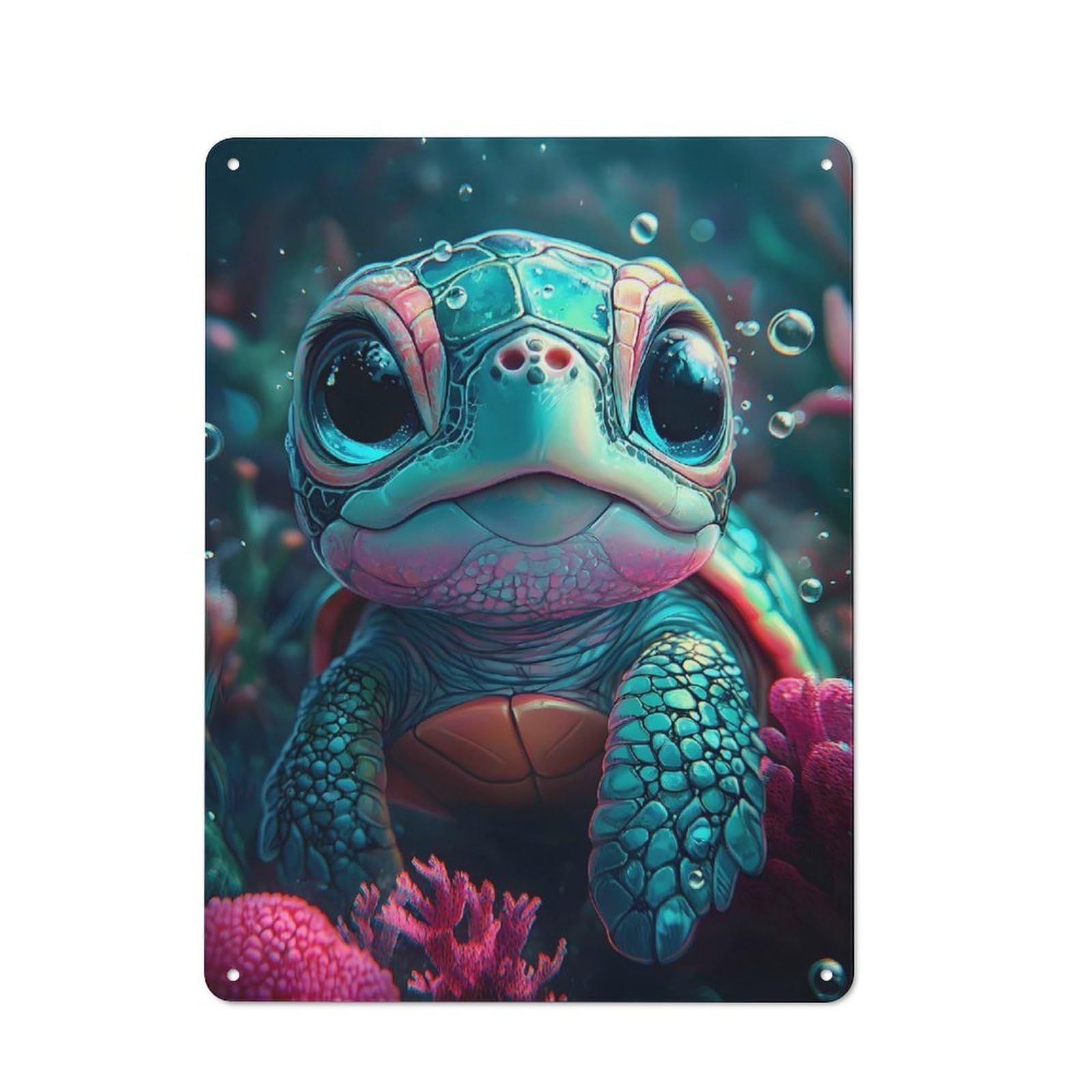 Nostalgic Cute Sea Turtle Animal Decorative Tin Plaque 40x30cm, Classic Pub Decor for Diner, Restaurant, Shed Or Kitchen