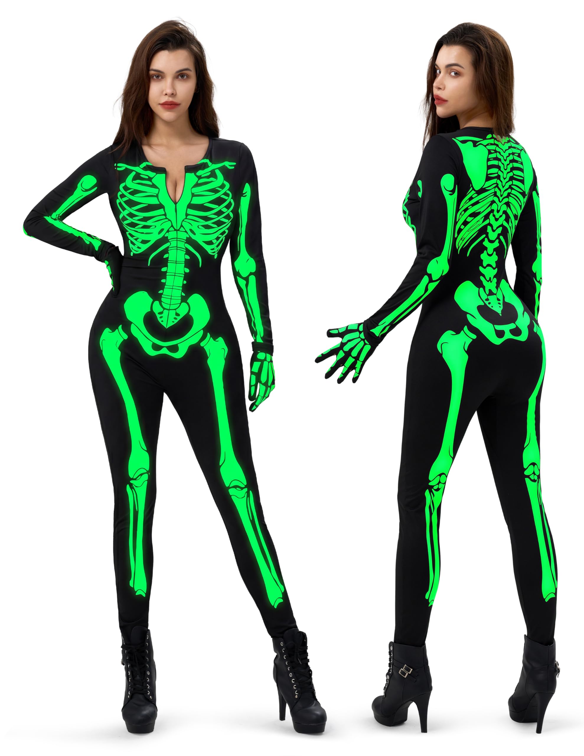 Spooktacular Creations Women Double-Sided Skeleton Bodysuit