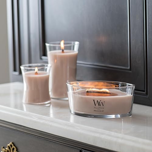 Vista 68 de WoodWick - Vela mediana de reloj de arena, aroma costero al atardecer, se agrieta mientras se quema, cera de mezcla de soja prémium, 9.7 onzas