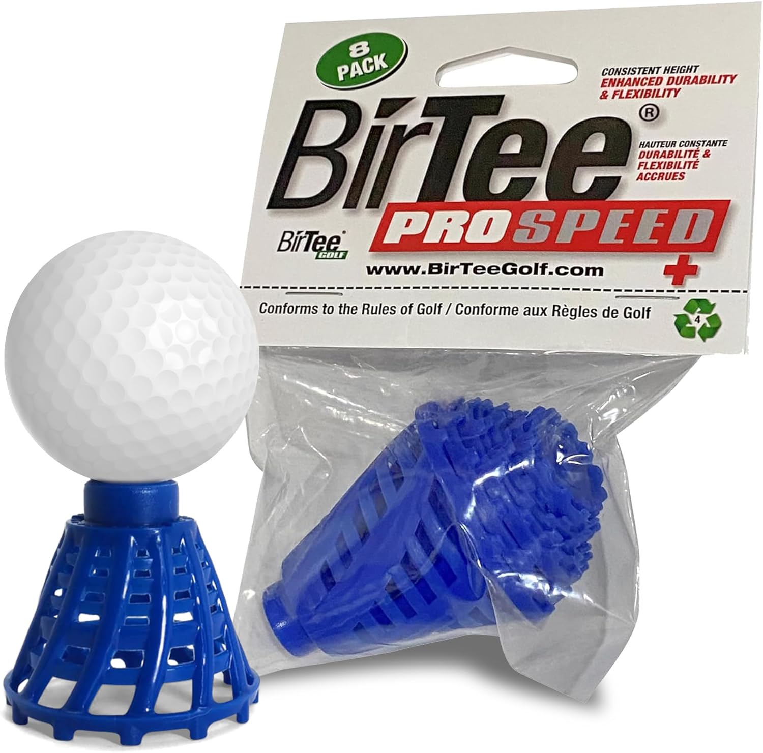 BirTee Golf Tees - PRO Speed Plus with Flexibility & Durability - 8 Pack. Indoor Golf Tees/Golf Simulator Tees/Winter Plastic Golf Tees