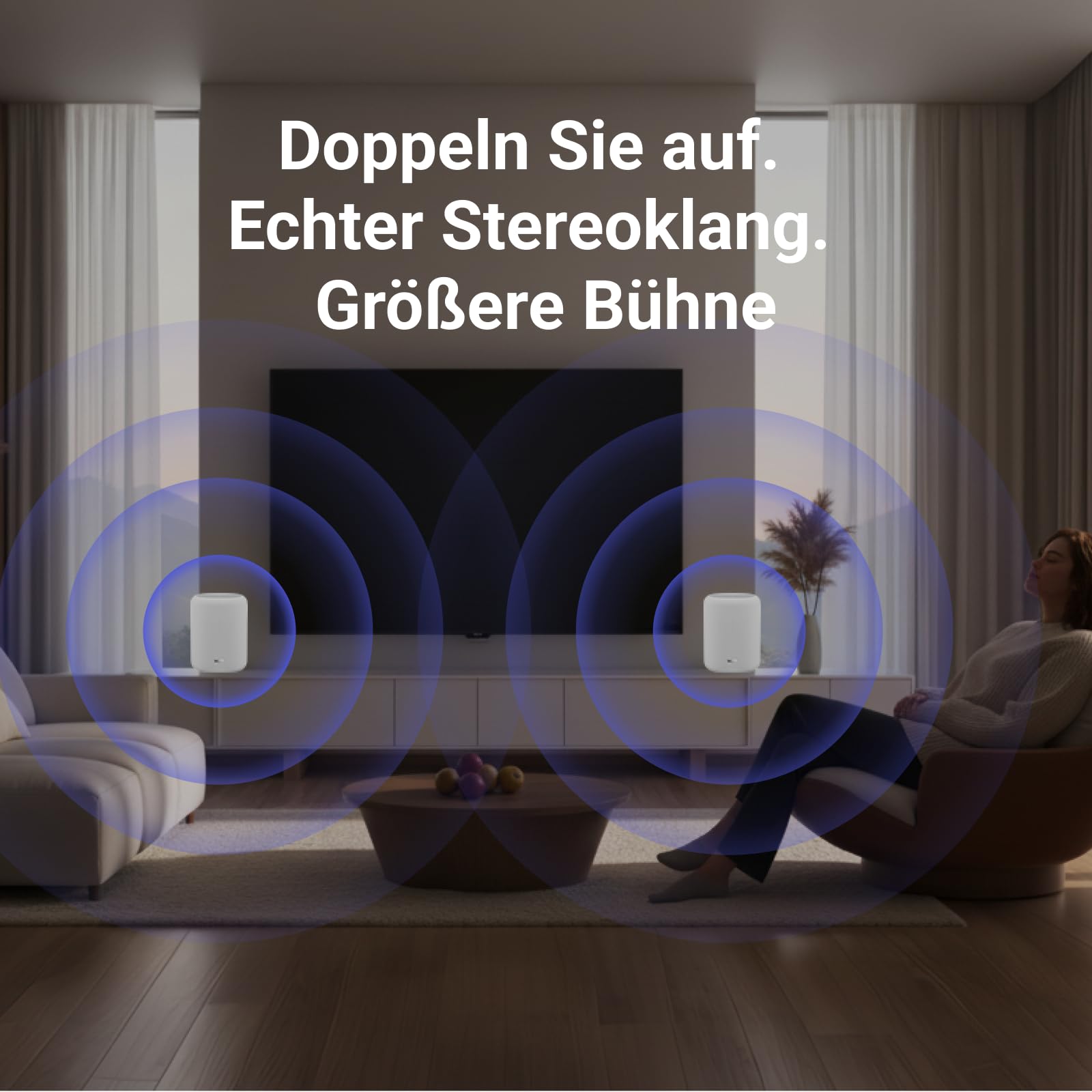 WiiM Sound Lite Smart Lautsprecher, Alexa integriert, WLAN 6E/Bluetooth 5.3 Speaker, Hi-Res 24-bit/192 kHz, AI RoomFit™ Raumkorrektur, 100W Peak, Multiroom und Stereokopplung für PC und TV, Weiß
