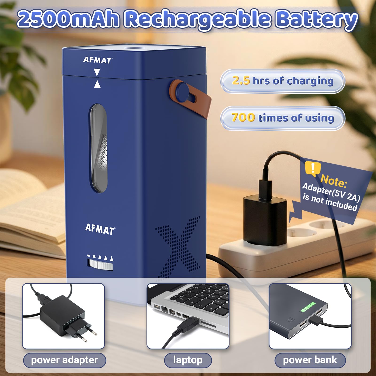 AFMAT Sacapuntas eléctrico, sacapuntas totalmente automático, entrada y salida automática, sacapuntas recargable para lápices Jumbo y lápices de colores (6,5 – 12 mm), portátil para hogar/aula/oficina