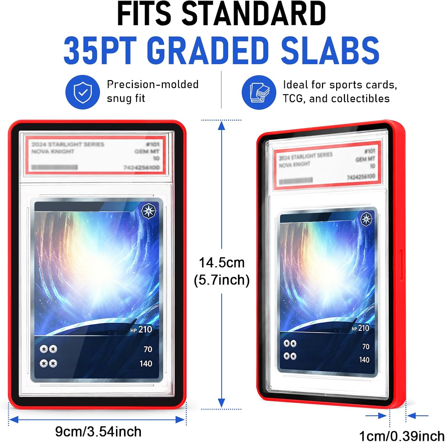 Magnetic PSA Slab Protector Case Red, UV-Resistant Shatterproof PVC Window image 4