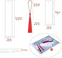 Vista 5 de Caffox Bookmark Mold Kit with 100pcs Tassels and 10pcs Silicone Molds for Epoxy Resin Casting