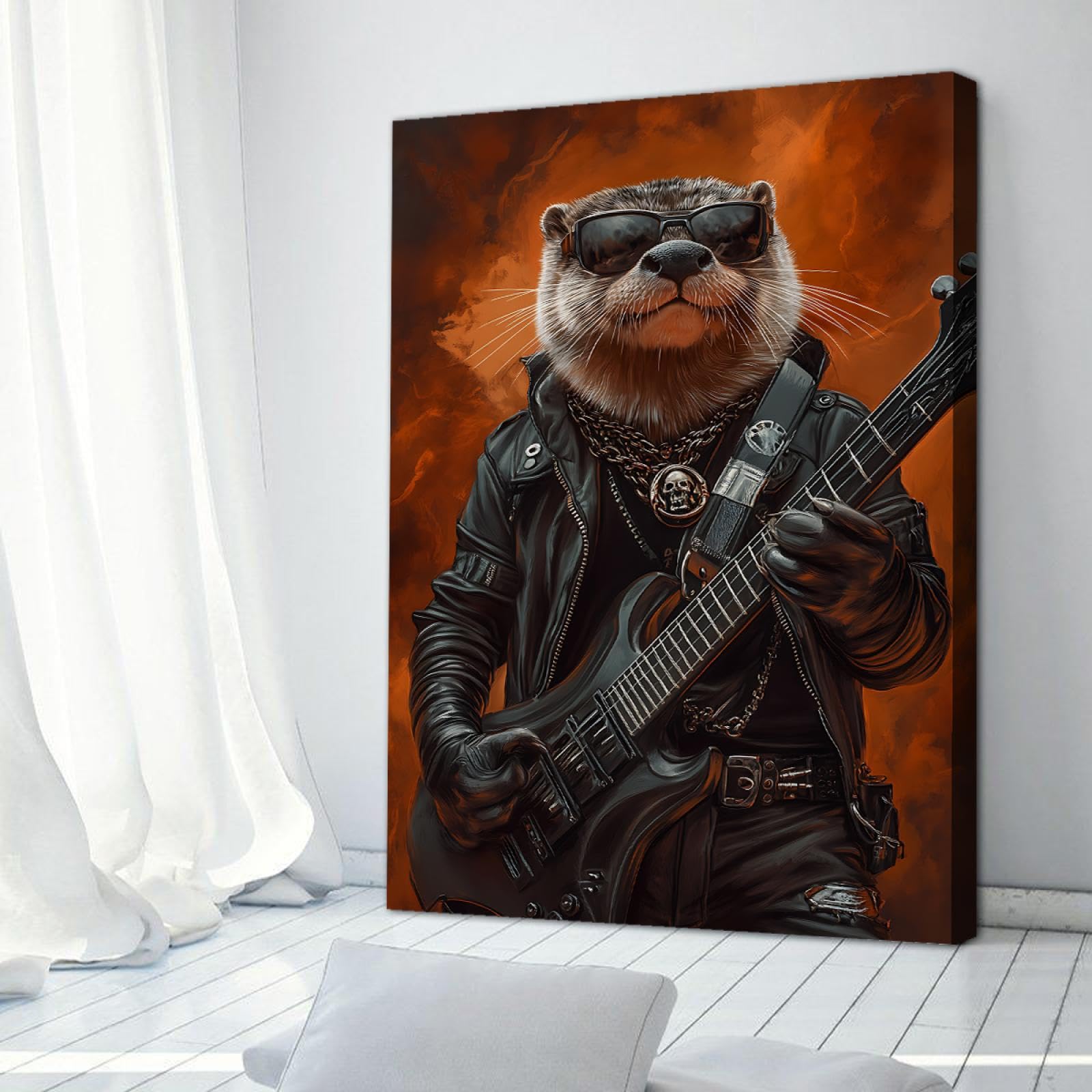 UIRINGART Musik Thema Murmeltier Poster Leinwanddruck Neuheit Große Wandkunst Hippie Stil Murmeltier Bild für Wohnzimmer Schlafzimmer Wanddekoration 80x125cm Innenrahmen