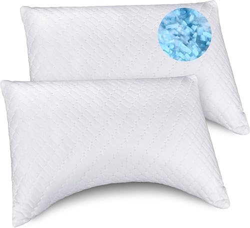 Wenqik 2 almohadas de espuma viscoelástica para dormir boca abajo, almohada refrescante para dolor de cuello y hombros, almohadas de gel firmes