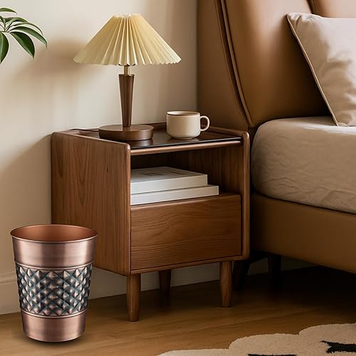 Miniatura 7 de Monarch Abode Cubo de basura de metal para baño, cesta de basura para dormitorio, escritorio de oficina y dormitorio, hecho a mano, hecho a mano,