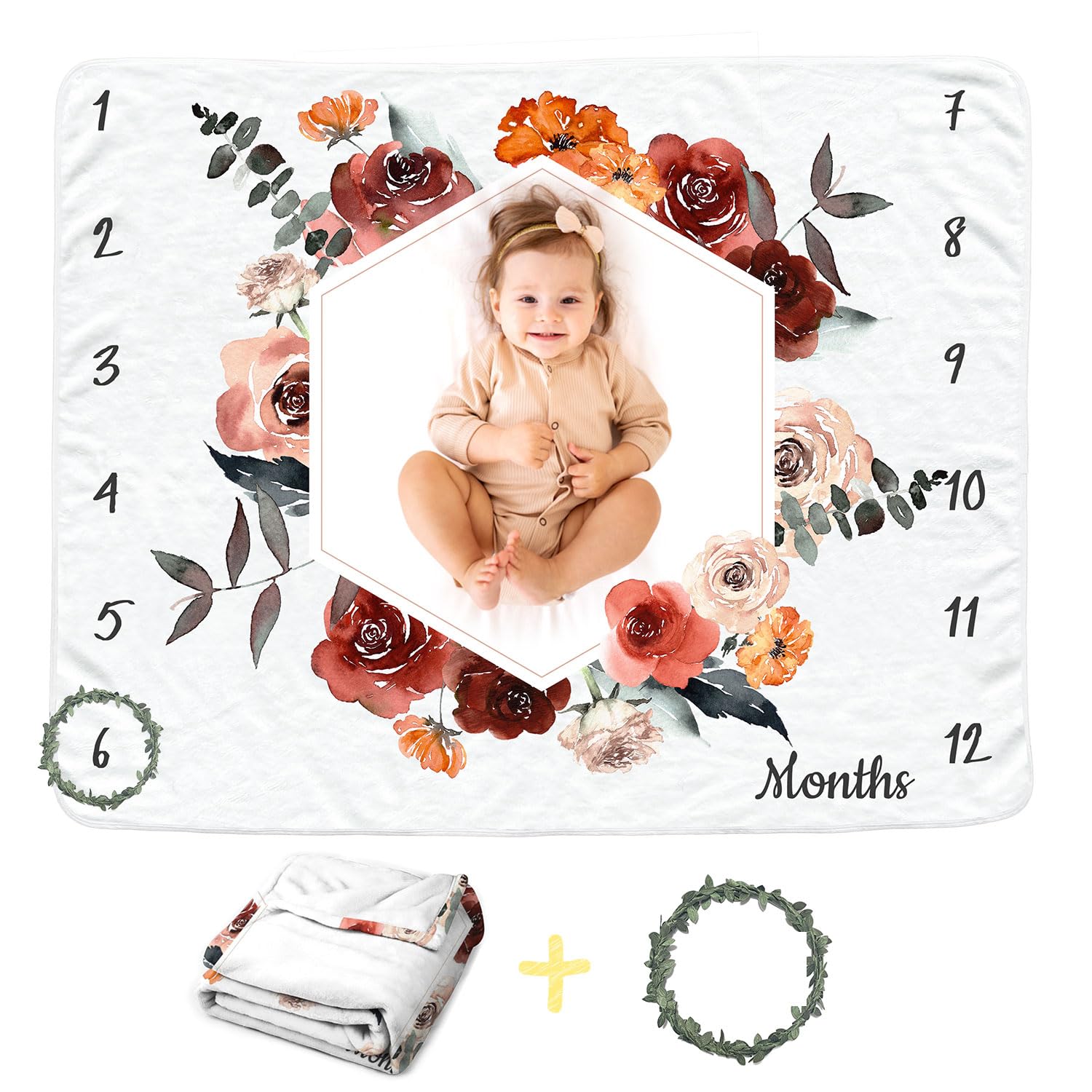 Flower Month Old Blanket Baby Monthly Milestone Baby Milestone