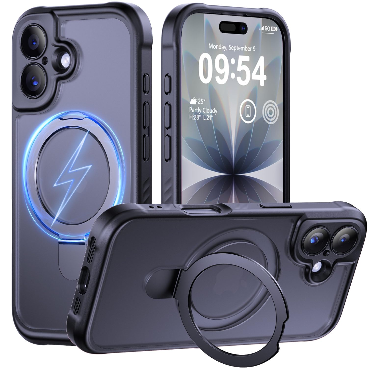 MOCCA Magnetic for iPhone 17 Case with Stand,Black