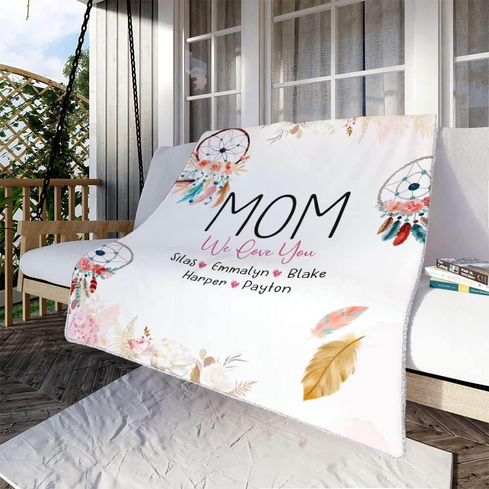 Personalized Mom We Love You Throw Blankets, Custom Blanket for Mothers Day, Customized Name, Gift To My Mom Blanket From Daughter, Gift To My Grandma,Grandpa, Father From Son, Granddaughter, Grandson