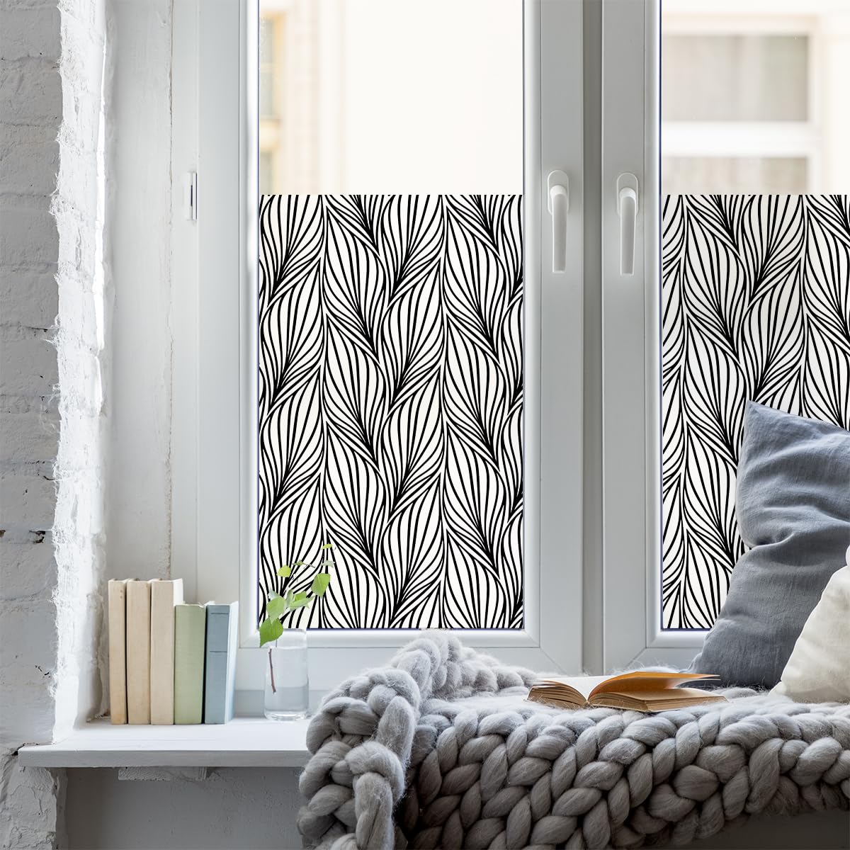 Ambiance Sticker Self Adhesive Window & Shower Door Privacy Film Opaque Braided Self Adhesive Privacy Film for Window & Shower Door Large - H40 x L100cm