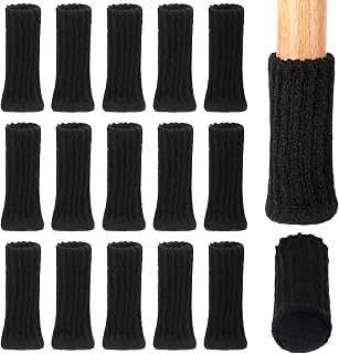 16 calcetines de punto para sillas, antideslizantes, elásticos, para muebles, patas de silla, parte inferior gruesa, para proteger el suelo, evitar arañazos, ruidos (negro)