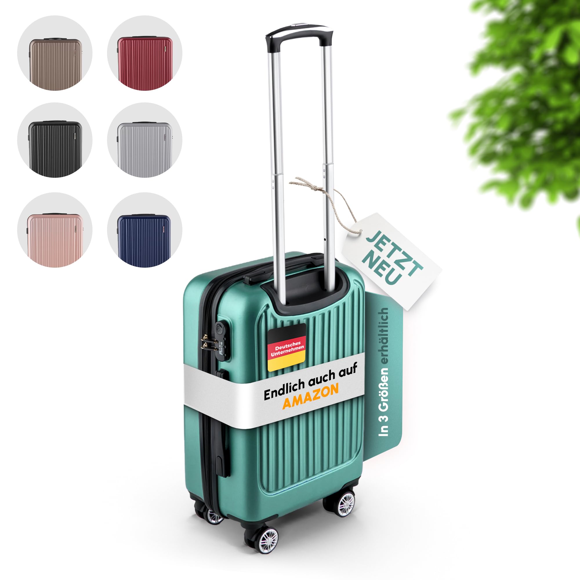 ABS Hartschalenkoffer - Ergonomisch & Sicher - Kleiner Trolley Koffer mit 360° Rädern, Zahlen Schloss - Rollkoffer, Reisekoffer Klein (Silver Green, 54cm)