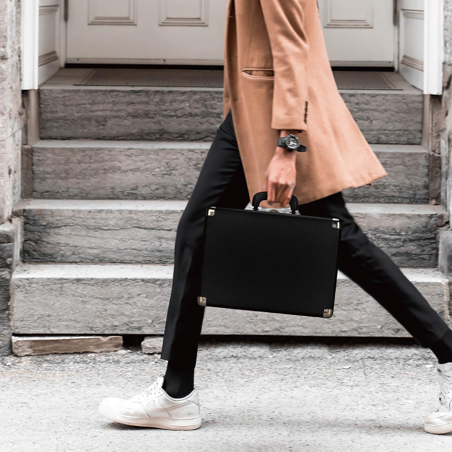 Byron Statics Vinyl Record Player, 3 Speed Turntable Record Player with 2 Built in Stereo Speakers, Replacement Needle, Supports RCA Line Out, AUX in, Portable Vintage Suitcase