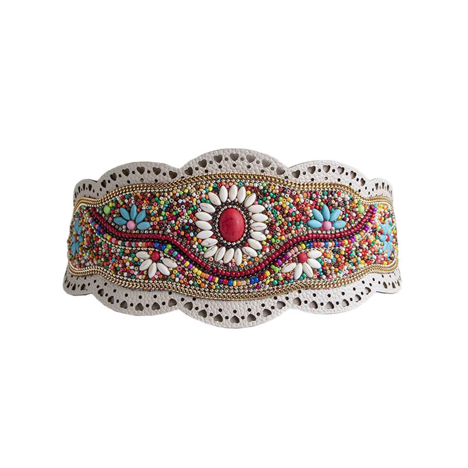 Cubrecintura con patrón trenzado con cinturón elástico étnico bohemio para mujer