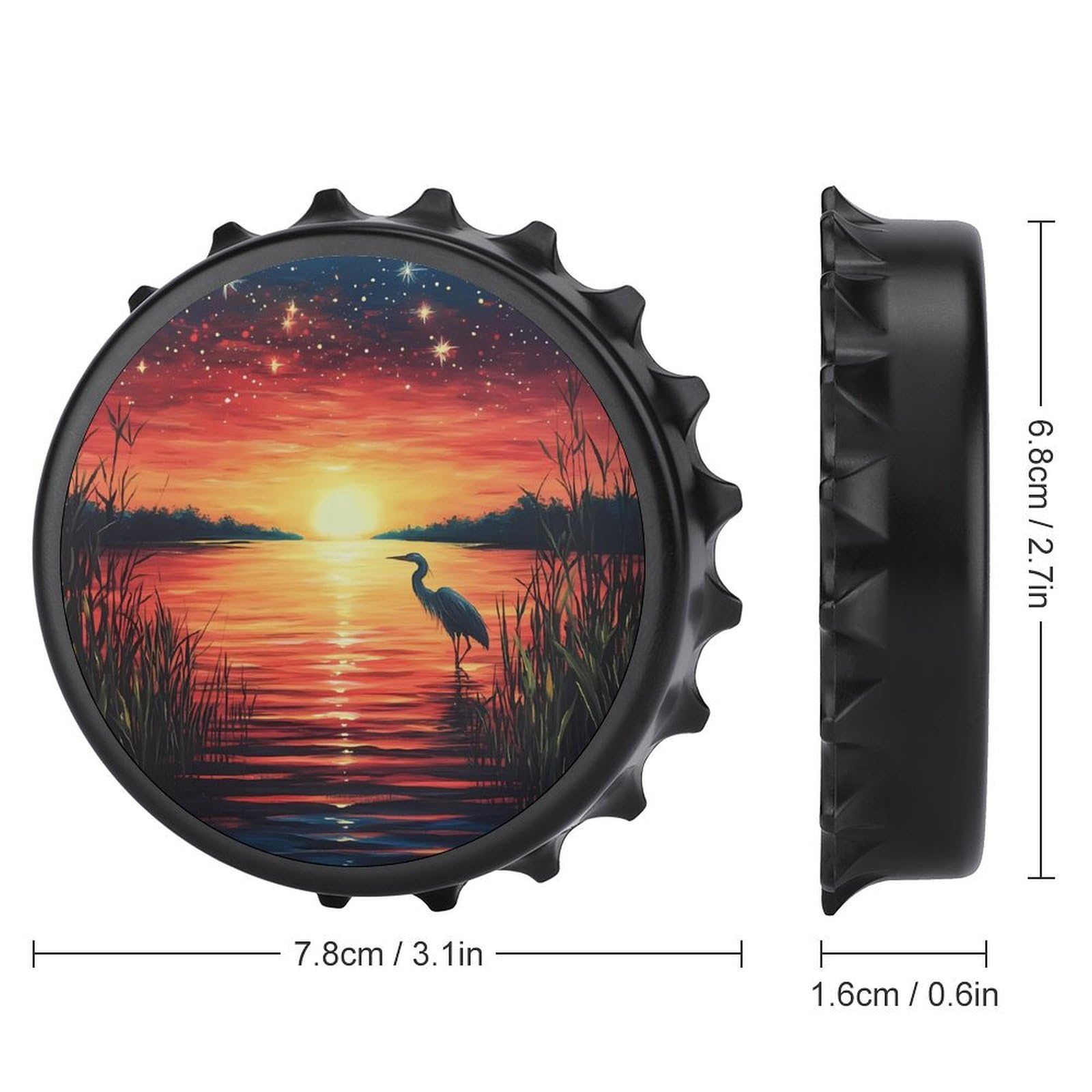 Sunset Heron Bird 2 in 1 Beer Bottle Opener Wall Mount Opener Portable Easy Storage Gift for Men Women Black-style