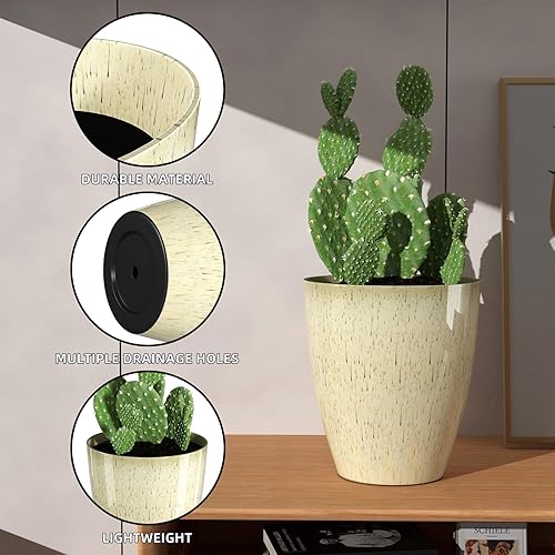 Miniatura 2 de QCQHDU Juego de 2 macetas de 10 pulgadas para plantas de interior y exterior con agujero de drenaje, macetas decorativas modernas para plantas de