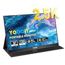 Yodoit Monitor portatile 16″ 2.5K QHD 120Hz Schermo IPS 2560×1600 16:10 Display con USB tipo C e altoparlanti integrati con Smart Cover Compatibile con PC, laptop, MacBook, Xbox