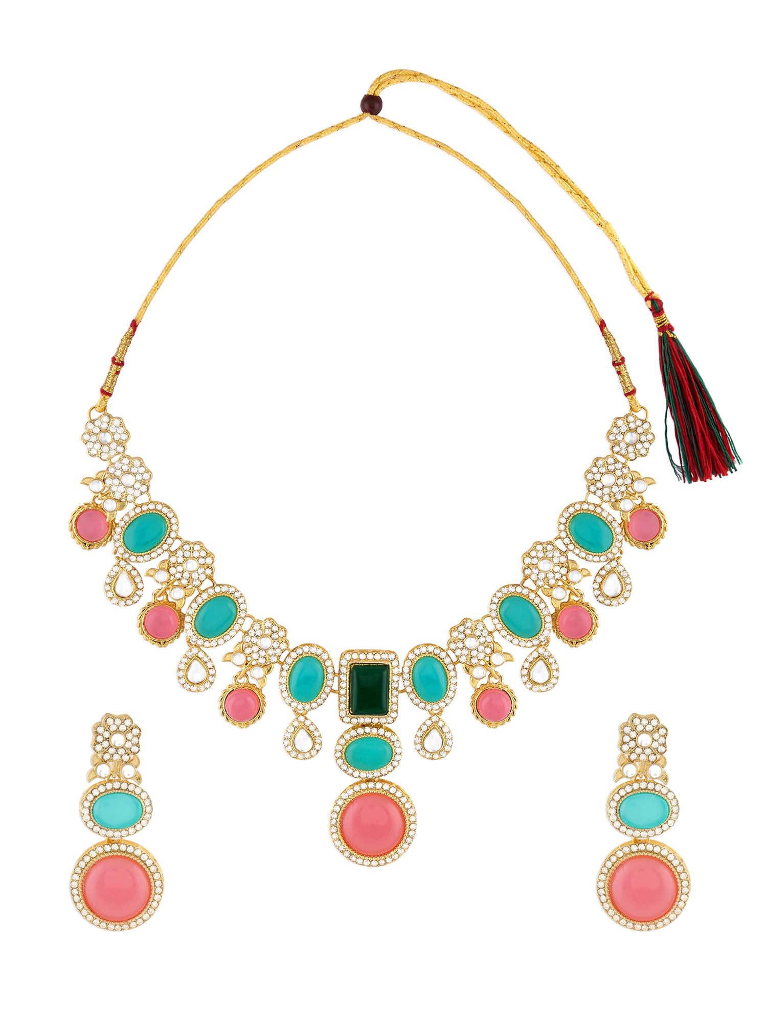 ZAVERI PEARLS Multicolor Stones Dazzling Austrian Diamonds Choker Necklace & Earring Set For Women-ZPFK17552 (B0CWV3LY2D) Amazon Price History, Amazon Price Tracker