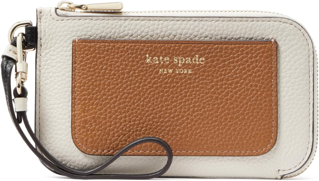 kate spade new york womens Ava Pebbled Leather Coin Card Case Wristlet Parchment Multi One Size